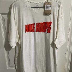 Nike Hoops Cream Tee with Red Logo